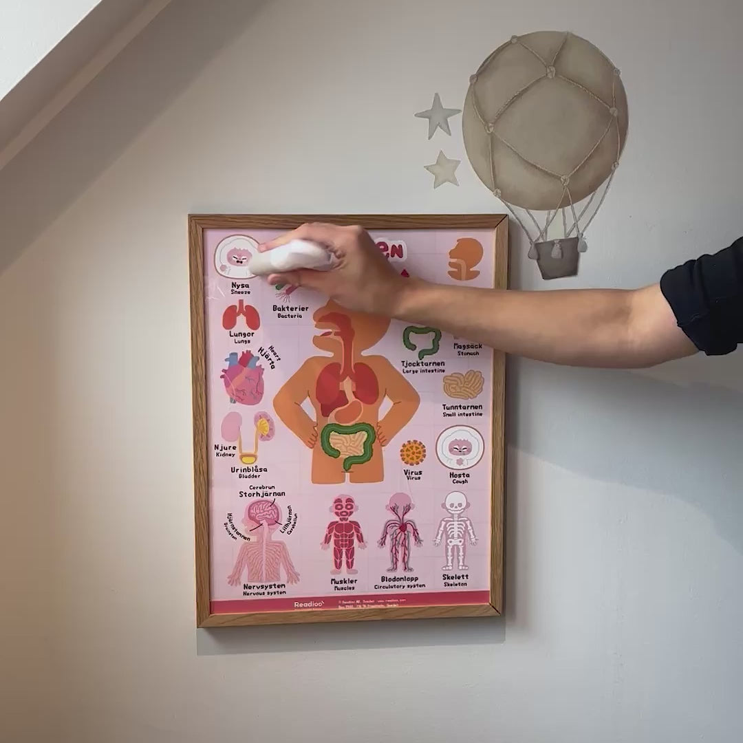 Demofilm visar hur Readioos läspenna aktiverar ljud från postern om kroppen