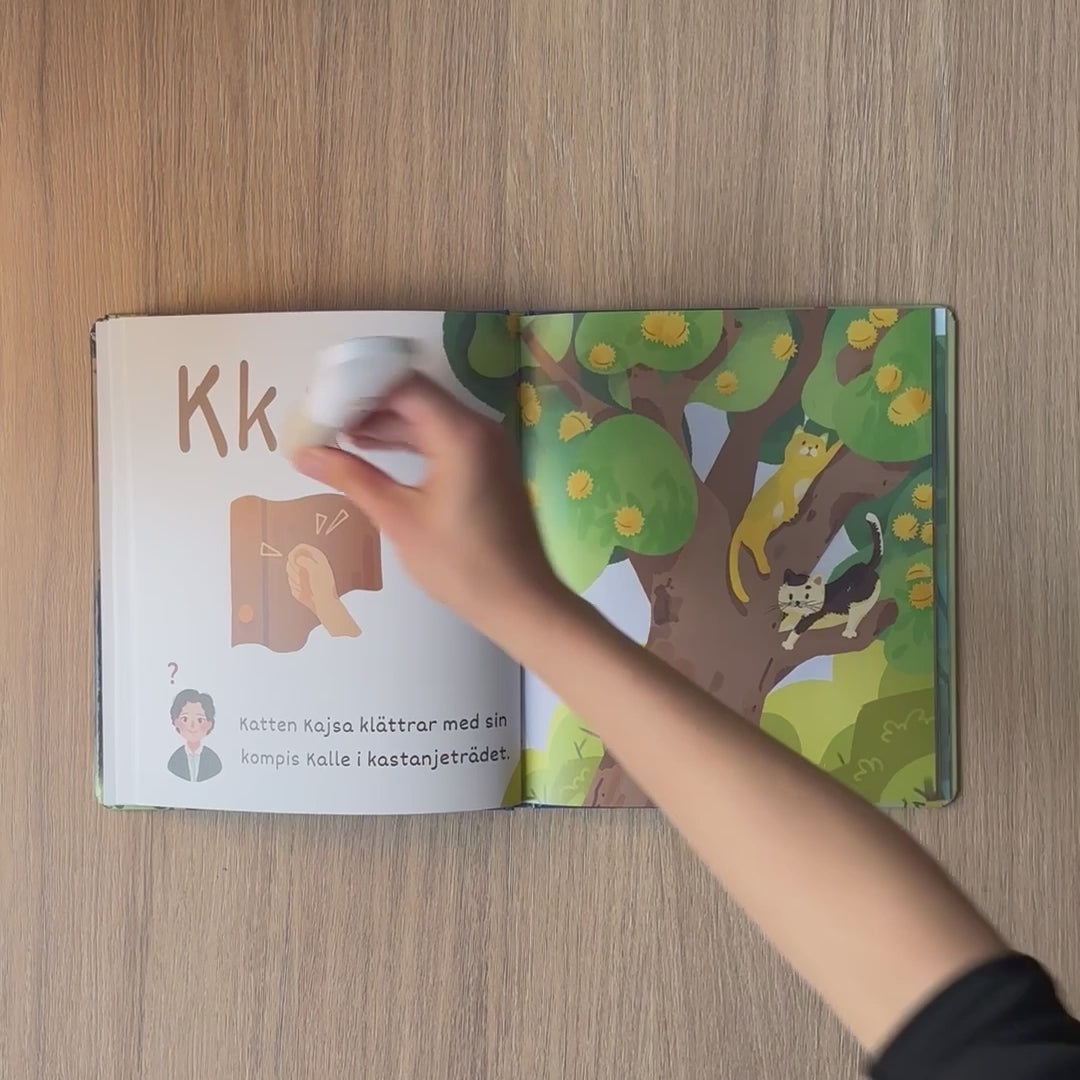 Demofilm visar hur Readioos läspenna aktiverar ljud från boken om bokstavsljud